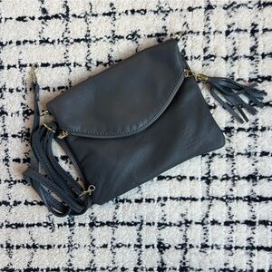 Genuine Italian Leather - Crossbody Purse - Grey - Florence